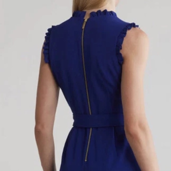 NWT CALVIN KLEIN Ruffle Shoulder V-neck Jumpsuit Size 10 - Picture 3 of 5